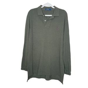 Polo Ralph Lauren Large Mens green olive Cotton Long Sleeve Polo shirt